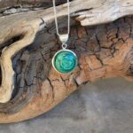 Pendentif argent et malachite NATURE