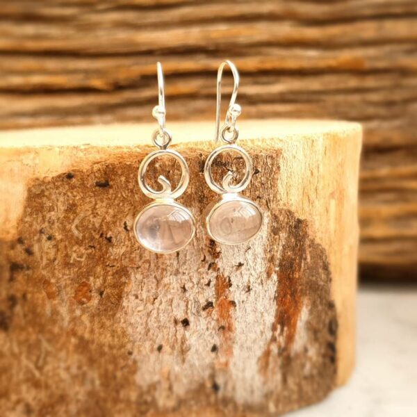 Boucles d'oreilles quartz rose argent