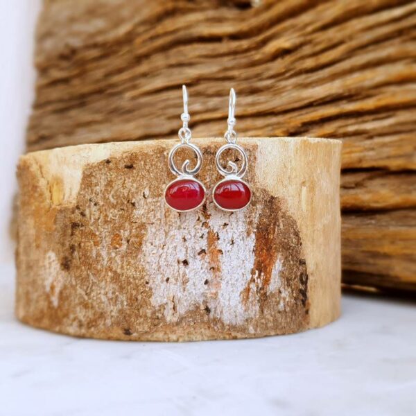 Indian ruby ​​silver earrings