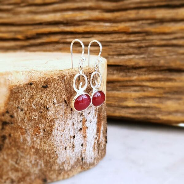 Indian ruby ​​silver earrings