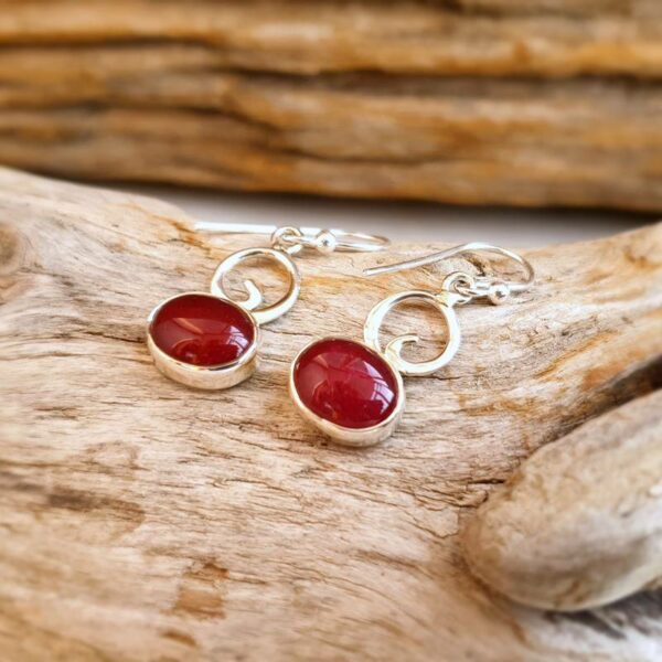 Indian ruby ​​silver earrings