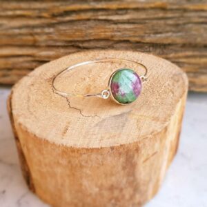 Ruby zoisite silver bangle bracelet