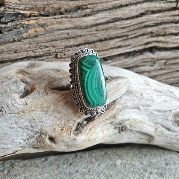 Bague malachite ethnique