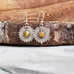 Boucles d'oreilles ethniques oeil de tigre MANDALA