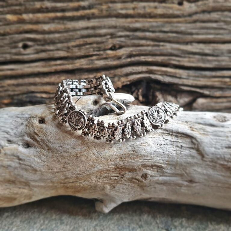 Bracelet indien argent PAON OMYOKI bijoux équitables