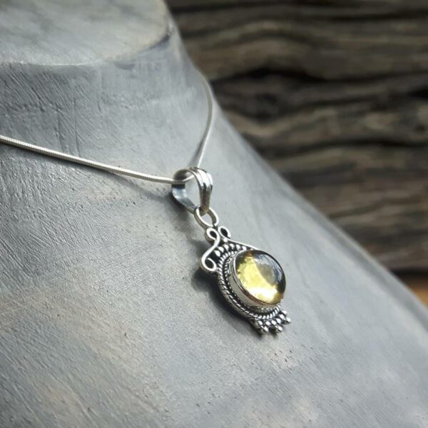 Pendentif topaze jaune argent