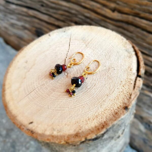 Boucles d'oreilles onyx et grenat SAMARKANDE