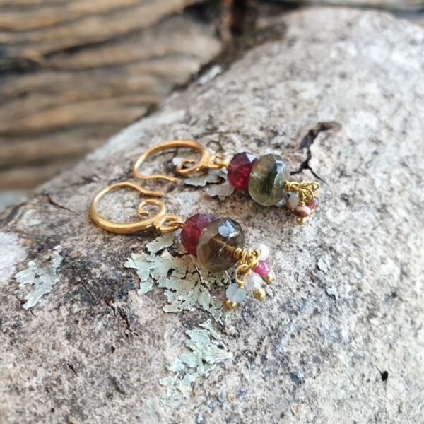 Boucles d'oreilles tourmaline multicolore KI