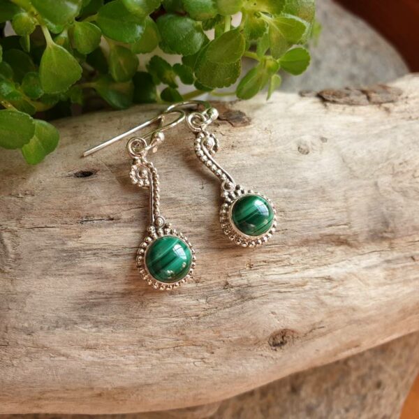 Malachite ethnic earrings