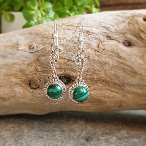 Malachite ethnic earrings