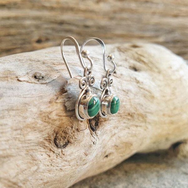 Small malachite earrings