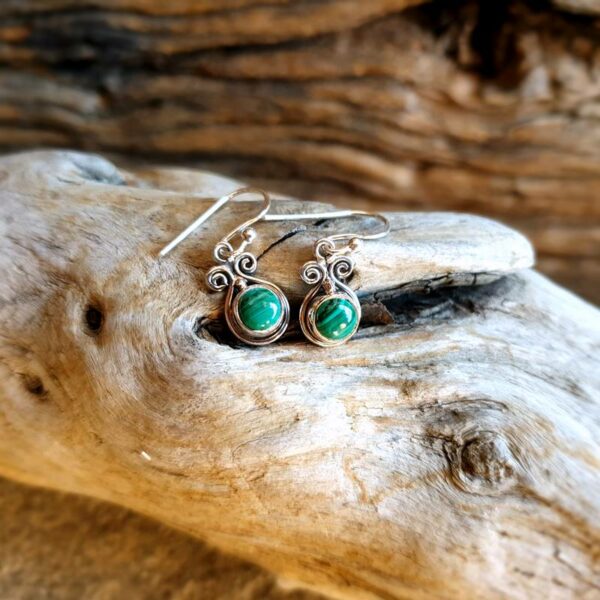 Small malachite earrings