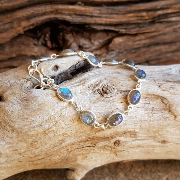 Pulseira labradorite em prata