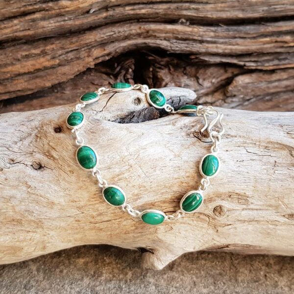 Bracelet malachite en argent