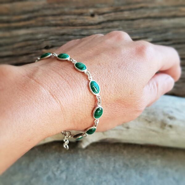 Bracciale in malachite in argento