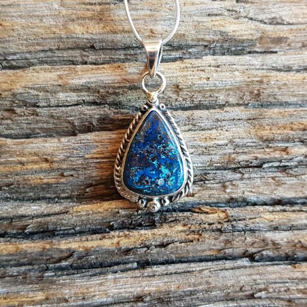 Silver azurite pendant