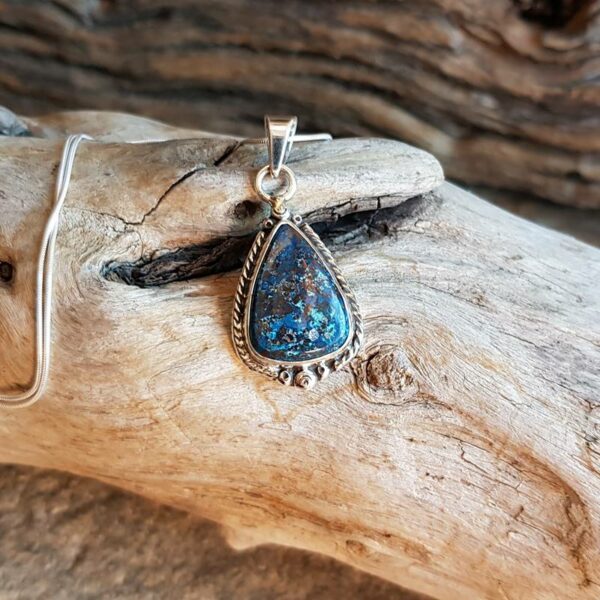 Silver azurite pendant