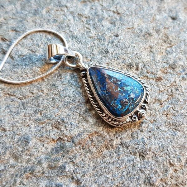 Silver azurite pendant