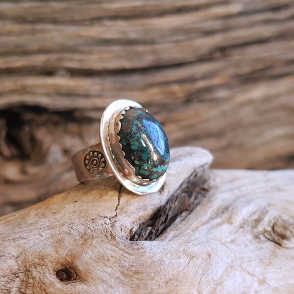 Bague azurite bleue argent