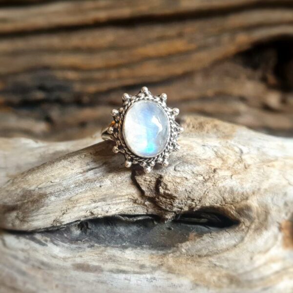 Silver moonstone ring FLOWER