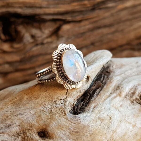 Bague pierre de lune argent FLEUR