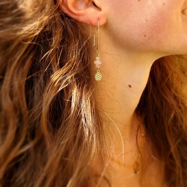 GRAINE DE VIE rose quartz earrings