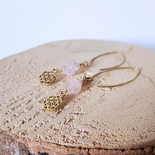 GRAINE DE VIE rose quartz earrings