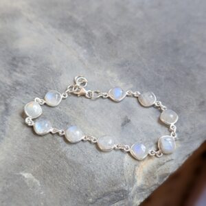 Bracelet pierre de lune argent ajustable