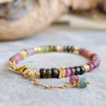 Bracelet tourmaline multicolore or