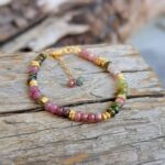 Bracelet tourmaline multicolore or