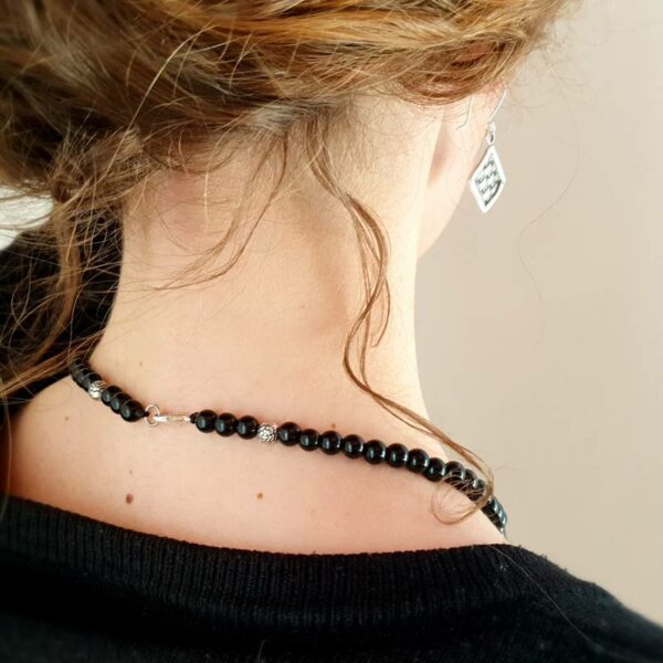 Women's black onyx necklace YOKO