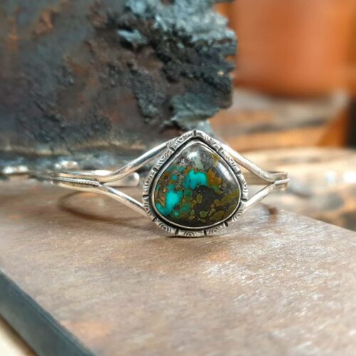 Jonc turquoise argent COURAGE