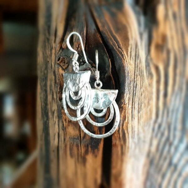 Hammered silver earrings