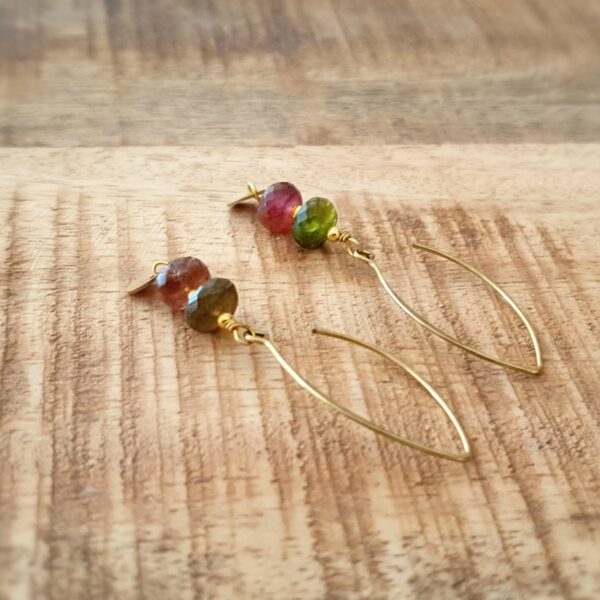 Boucles d'oreilles tourmaline multicolore