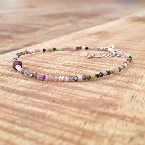 Bracelet tourmaline multicolore argent