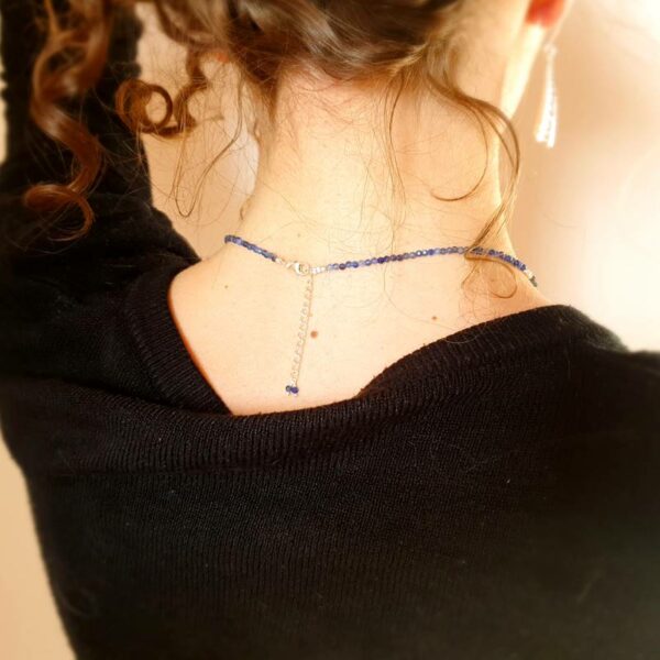 Collier fin en sodalite et argent OCEAN