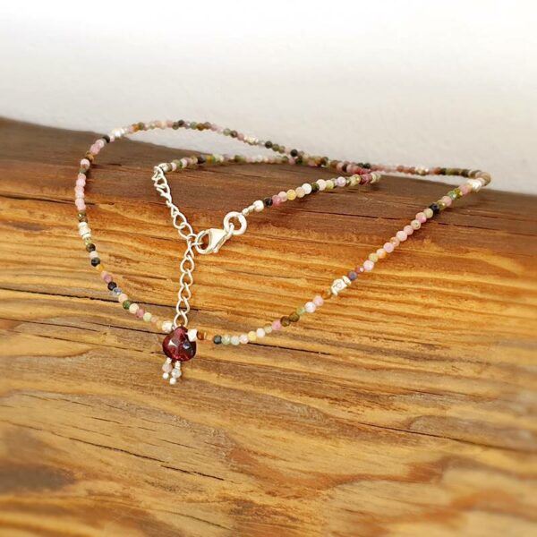 Collier tourmaline multicolore en argent