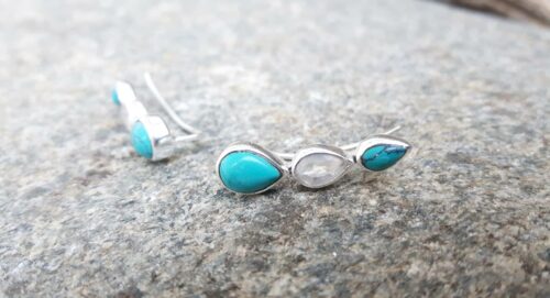 Boucles d’oreilles contour lobe turquoise