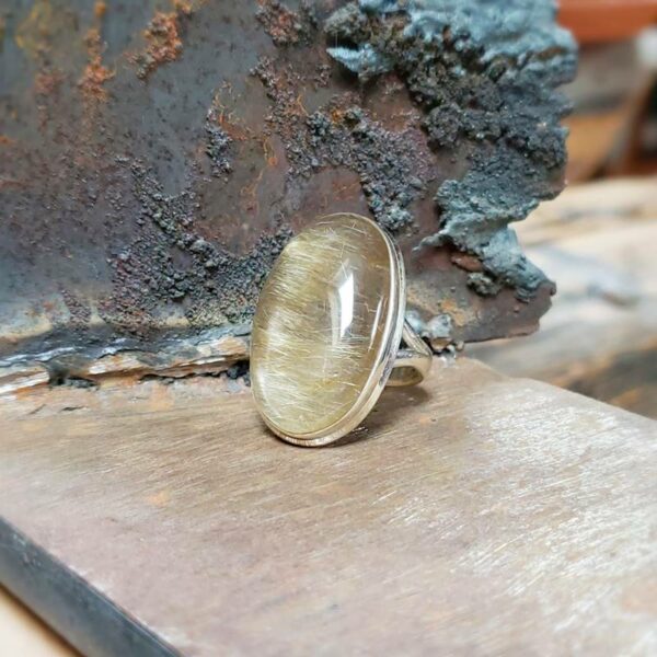 Golden rutilated quartz ring
