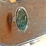 Bague quartz rutile vert et argent