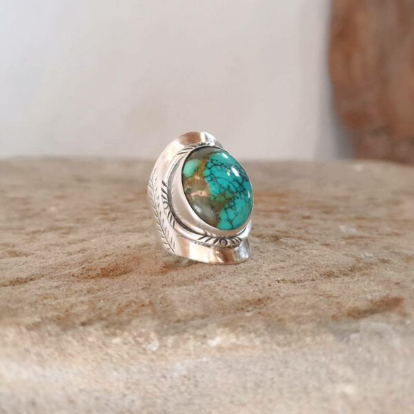 Grote natuurlijke turquoise ring