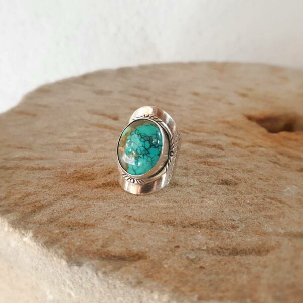 Large natural turquoise ring