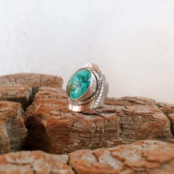 Grote natuurlijke turquoise ring