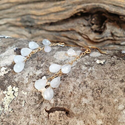 Boucles d'oreilles cascade pierre de lune