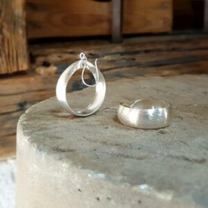 Brushed silver hoop earrings