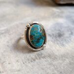 Bague ajustable turquoise argent Ö