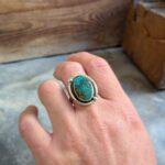 Bague ajustable turquoise argent Ö