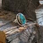 Bague ajustable turquoise argent Ö