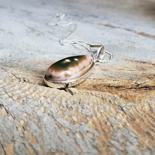 Pendentif en jaspe océan goutte