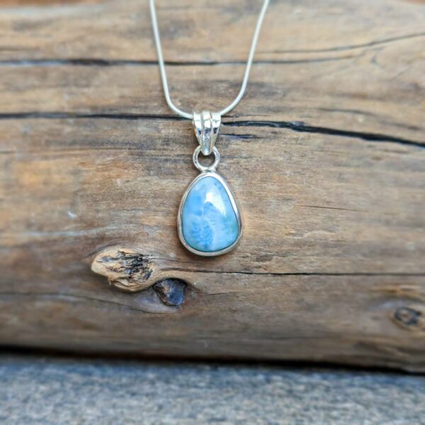 Silver larimar pendant LOVE